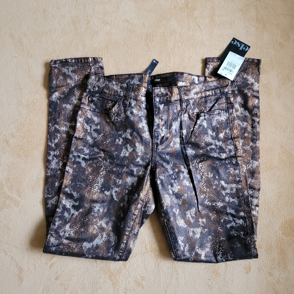 ELSE BRONZE SNAKE SKINNY JEANS SIZE W28 - Picture 10 of 12